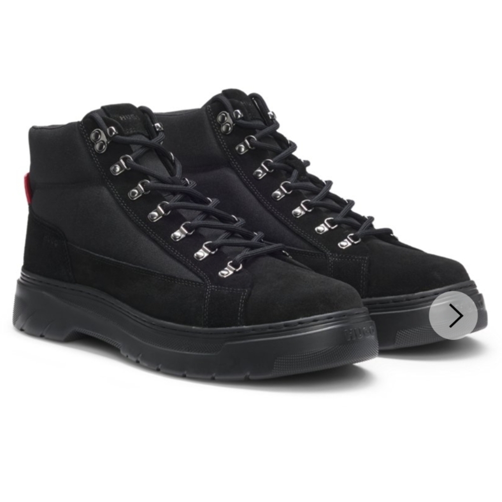 HUGO BOSS CANVAS BOOTS WITH SUEDE TRIM